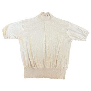 Jones New York Beige Knit Top Turtleneck Size Large 100% Cotton